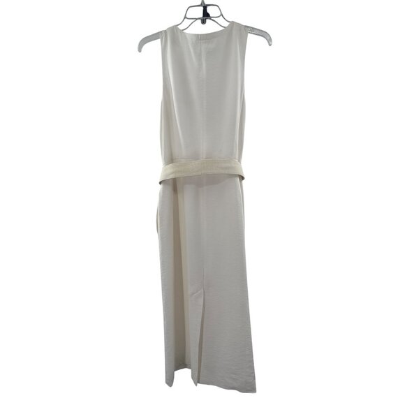 Something Navy Womens Belted Sleeveless Midi Dress S Viscose/Polyester White - Picture 2 of 7
